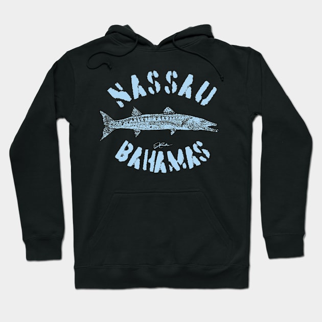 Nassau, Bahamas, Great Barracuda (Distressed) Hoodie by jcombs